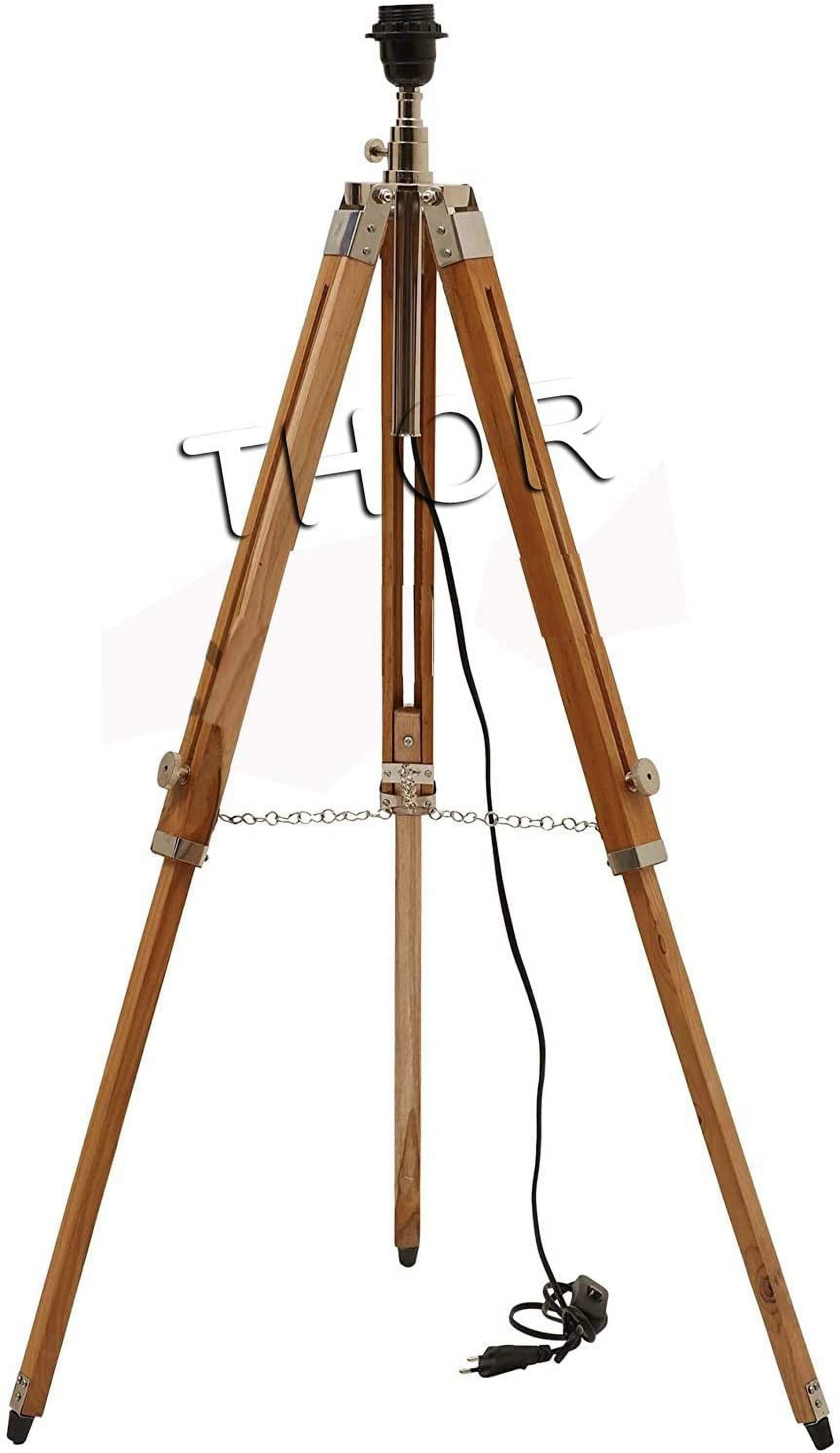 Vintage Classic Teak Wood Tripod Floor Lamp Nautical Floor Shade lamp Home Decor (Shade is Not Included)