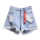 thumbnail image 1 of Pantalones cortos ligeros de denim de pierna ancha para mujer - Cintura alta, corte holgado para verano, playa y uso informal (S-XXL), 1 of 4