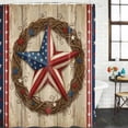 thumbnail image 3 of Shower Curtain Bathroom Set Independence Day USA Flag Star Waterproof Fabric Shower Curtains with Grommets&Hooks, Retro Farm Wood Board Privacy Bath Curtain for Bathtub 72x72in, 3 of 9