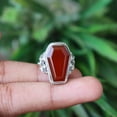 thumbnail image 3 of Red Coral Gemstone Ring, 925 Sterling Silver Ring, Statement Ring, Handmade Ring, Gemstone Ring, Coffin Cut Ring, Personalized Gift For Her,, 3 of 4