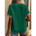 thumbnail image 4 of Womens Short Sleeve Summer Tops Lace Trim V Neck Blouses Casual Shirts, 4 of 6
