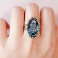thumbnail image 2 of Women’s Iolite Ring – Oval Cut Gemstone Vintage Oxidized Silver Ring, Handmade Healing Crystal Ring Size US 7.5, 2 of 6