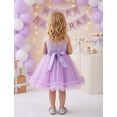 thumbnail image 7 of IDOPIP Infant Baby Flower Girl Dress Asymmetric Shoulder 3D Flowers Toddler Wedding Formal Birthday Party Pageant Tiered Tulle Gowns Tutu Dresses 3-4 Years Purple, 7 of 7