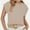 Khaki, variant on Womens Short Sleeve T-Shirts Round Neck Rolled Dolman Sleeve Tops Solid Casual Cropped Tees