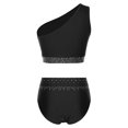 thumbnail image 2 of Aislor Women Rhinestone Gymnastic Leotard Dance Tracksuit Rhythmic Competition Bodysuit with Brief 2PCs Outfits Black XXL, 2 of 7