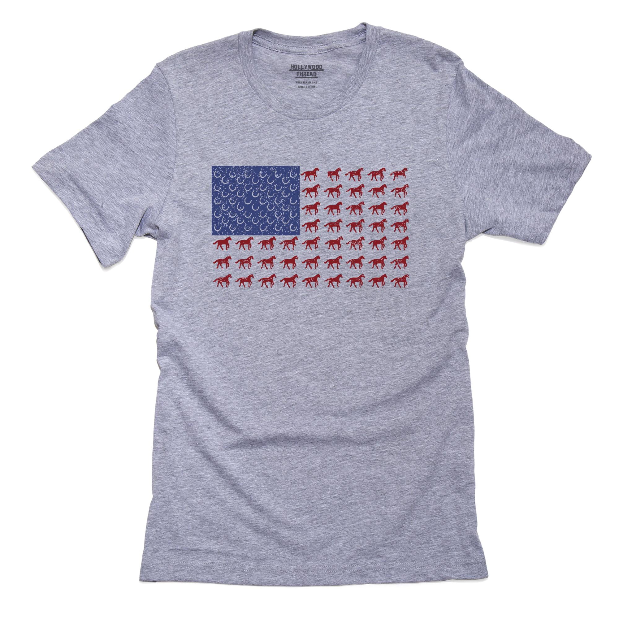 USA Horse & Horseshoe American Flag - Vintage Men's Grey T-Shirt