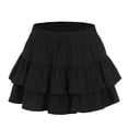 thumbnail image 3 of RUTAYY Women Solid Color Lace Up Skirt High Waist Skirt Layered Pleated Ruffle Fold Skirt Casual Travel Skirts, 3 of 5