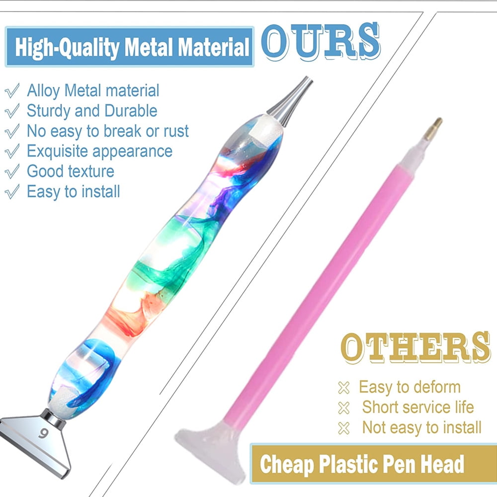 Baiyigs 21pcs Diamond Painting Pen Accessories Tools Kits for DIY Art&Craft, Stainless Steel Metal Anti-fall Tip with Ergonomic Resin Diamond Art