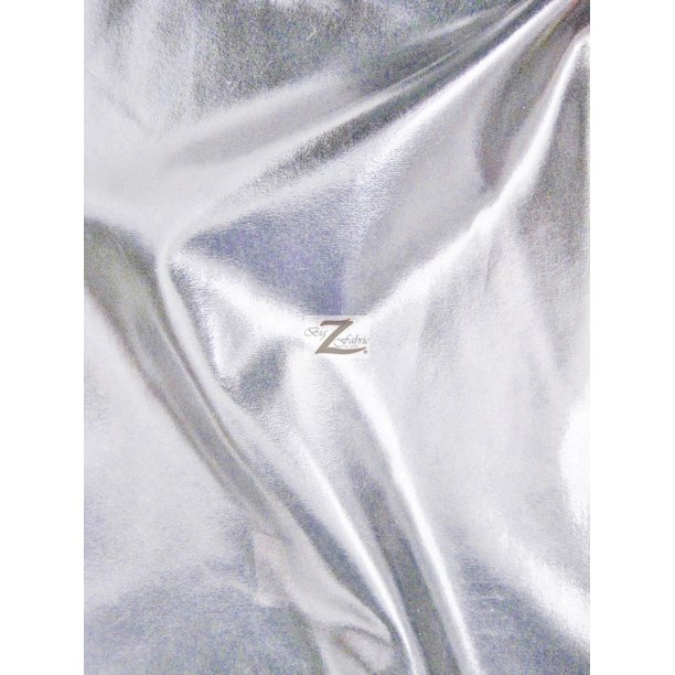 Metallic Foil Spandex Fabric / Silver / Stretch Lycra Sold By The Yard