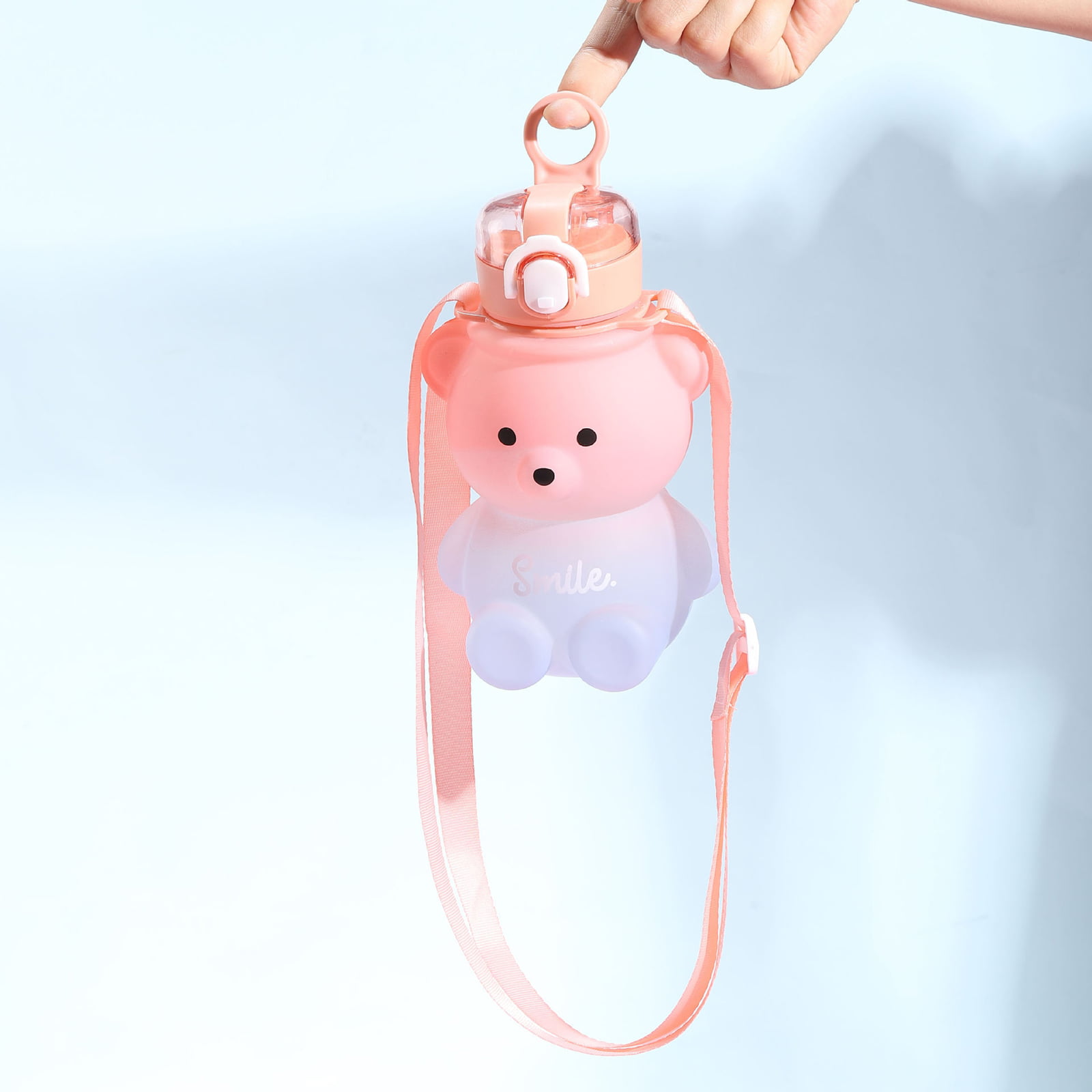 700ml bear water bottle with straws for girls plastic cute school straw  drinking bottle juice teacup without BPA