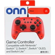 onn Wired Game Controller for Nintendo Switch 2, Switch, Switch OLED, Switch Lite, Red