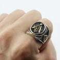 thumbnail image 3 of Masonic Rings Duo-tone Jewish Star of David Steel w/ Gold Freemason, 3 of 5