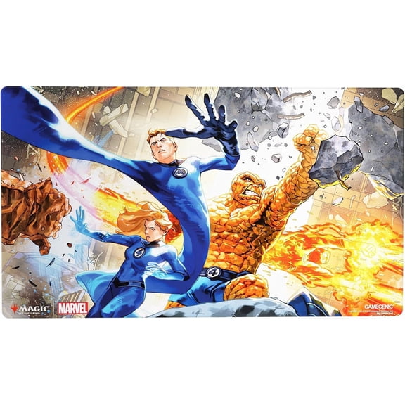 Collectible Gamegenic Magic: The Gathering Marvel Super Heroes Shiny Playmat - The Fantastic Four Gaming Mat, Premium MTG & TCG Playmat with Anti-Slip Base and Flat Stitched Edges