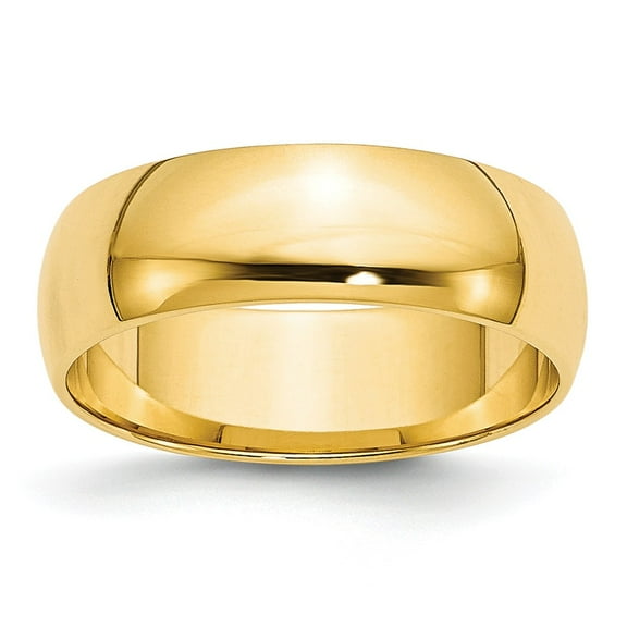 Real 14kt Yellow Gold 6mm LTW Half Round Band Size 6; for Adults and Teens; for Women and Men