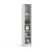 Tvilum Element Tall Narrow 5-Shelf Office Bookcase for Adults, White