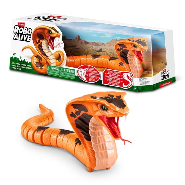 Robo Alive King Cobra by ZURU, Battery-Powered Robotic Moving Snake Toy, Realistic Snake Features, Ages 3+
