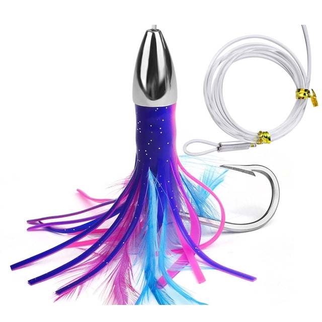 MYG 5.9inch Trolling Skirt Lure for Tuna Mahi Marlin Rigged Hook Offshore Big Game
