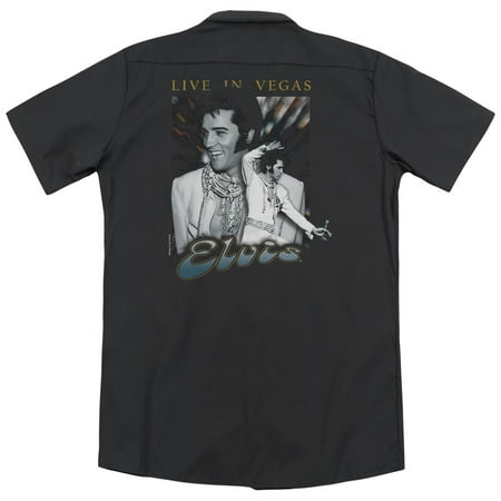 Elvis Live In Vegas (Back Print) Mens Work Shirt