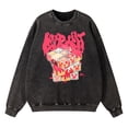 thumbnail image 2 of Sudadera con capucha vintage desgastada y lavada, con bonito conejo, para hombre, ropa deportiva holgada, tops de algodón a la moda, sudadera holgada de gran tamaño, 2 of 5