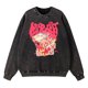 thumbnail image 2 of Sudadera con capucha vintage desgastada y lavada, con bonito conejo, para hombre, ropa deportiva holgada, tops de algodón a la moda, sudadera holgada de gran tamaño, 2 of 5
