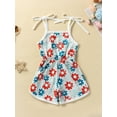 thumbnail image 3 of Wassery Toddler Baby Girls Summer Romper 1 2 3 4 5 Year Girl Sleeveless Floral Print Tie Strap Jumpsuit 6M-5T, 3 of 8