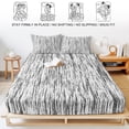 thumbnail image 5 of Queen Size Fitted Sheet Set - Black and White 3 Piece Bedding Sets 16" Deep Pocket Fitted Sheet with 2 Pillowcases, Modern Striped Geometric Abstract Art Brushed Microfiber Hotel Luxury Bed Sheets, 5 of 9