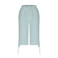 thumbnail image 6 of IROINNID Savings Bermuda Shorts for Men Solid Cotton Drawstring Elastic Waist Cropped Shorts,Light Blue, 6 of 6