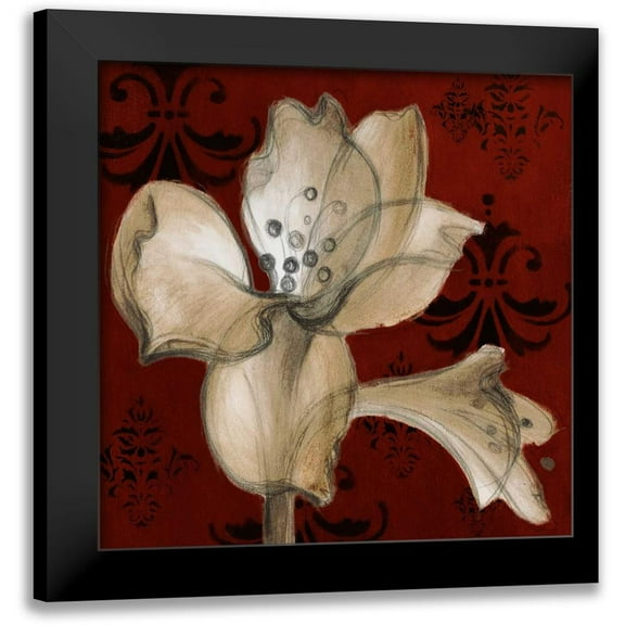 Loreth, Lanie 12x12 Black Modern Framed Museum Art Print Titled - Amaryllis on Red I