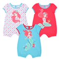 thumbnail image 2 of Baby Ariel The Little Mermaid 3 Pack Rompers, Orange, 18 Months, 2 of 2