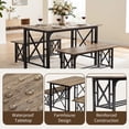 thumbnail image 4 of Ktaxon Farmhouse Dining Table Set for 4, 47.2" Rectangle Dining Table with 2 Benches, Modern Rectangle Dining Set 3 Pieces for Small Spaces, Apartment Friendly, Black Oak, 4 of 10