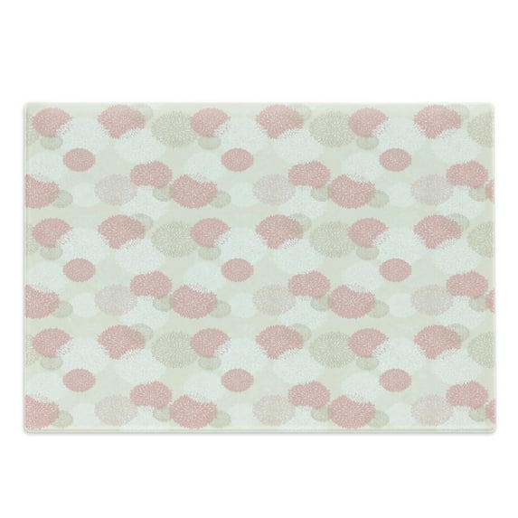 Pastel Cutting Board, Soft Toned Spring Floral Motif with Peony Blossoms Petals Natural Image, Decorative Tempered Glass Cutting and Serving Board, Large Size, Brown Pale Pink White, by Ambesonne