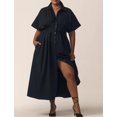 thumbnail image 3 of Vestido maxi camisero JEIBKOUY a rayas con botones en la parte delantera y cuello en V para mujer, 3 of 3