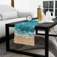 thumbnail image 5 of Teal Ocean Waves Cotton Linen Small Table Runner 13 x 60 inch Summer Beach Coastal Nautical Non-slip Rectangular Dining Table Decor for Wedding Party Holiday Dinner, 5 of 8
