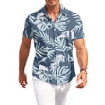 thumbnail image 2 of Hawaiian Shirt for Men Short Sleeve Summer Casual Tropical Print Mens Button Down Shirt Trendy Holiday Beach T Shirts Blue XL, 2 of 7