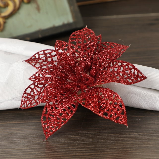 Xiao Hua Servilleteros navideños con forma de piña, decoración para escenario, lazos de cuerda de cáñamo tejidos a mano, 6 unidades (estilo E)
