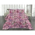 thumbnail image 2 of Ambesonne Dreamy Floral Quilted Coverlet 3 Pcs, Fantasy Flowers Retro, Queen Size, Pastel Pink Fuchsia, 2 of 4