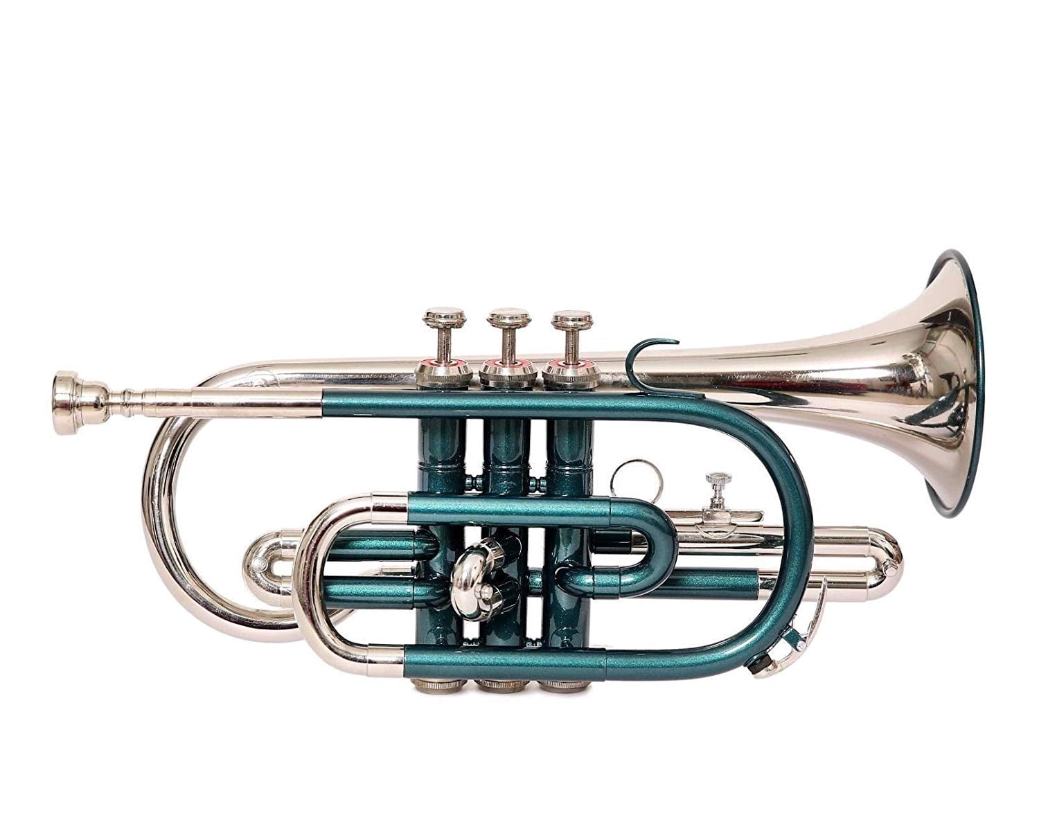 GREEN NICKEL FINISH Bb FLAT CORNET TRUMPET +FREE CASE+MOUTHPIECE-78