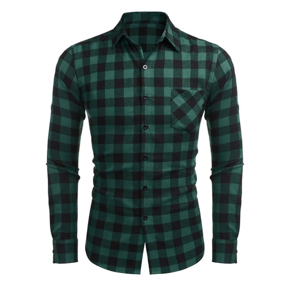 COOFANDY Men's Flannel Plaid Shirts Long Sleeve Casual Cotton Button Down Shirts