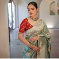 thumbnail image 4 of Designer Sari Bollywood Bridal Silk Saree Blouse South Indian Ethnic Ready Made With Blouse ( S - 36), 4 of 5