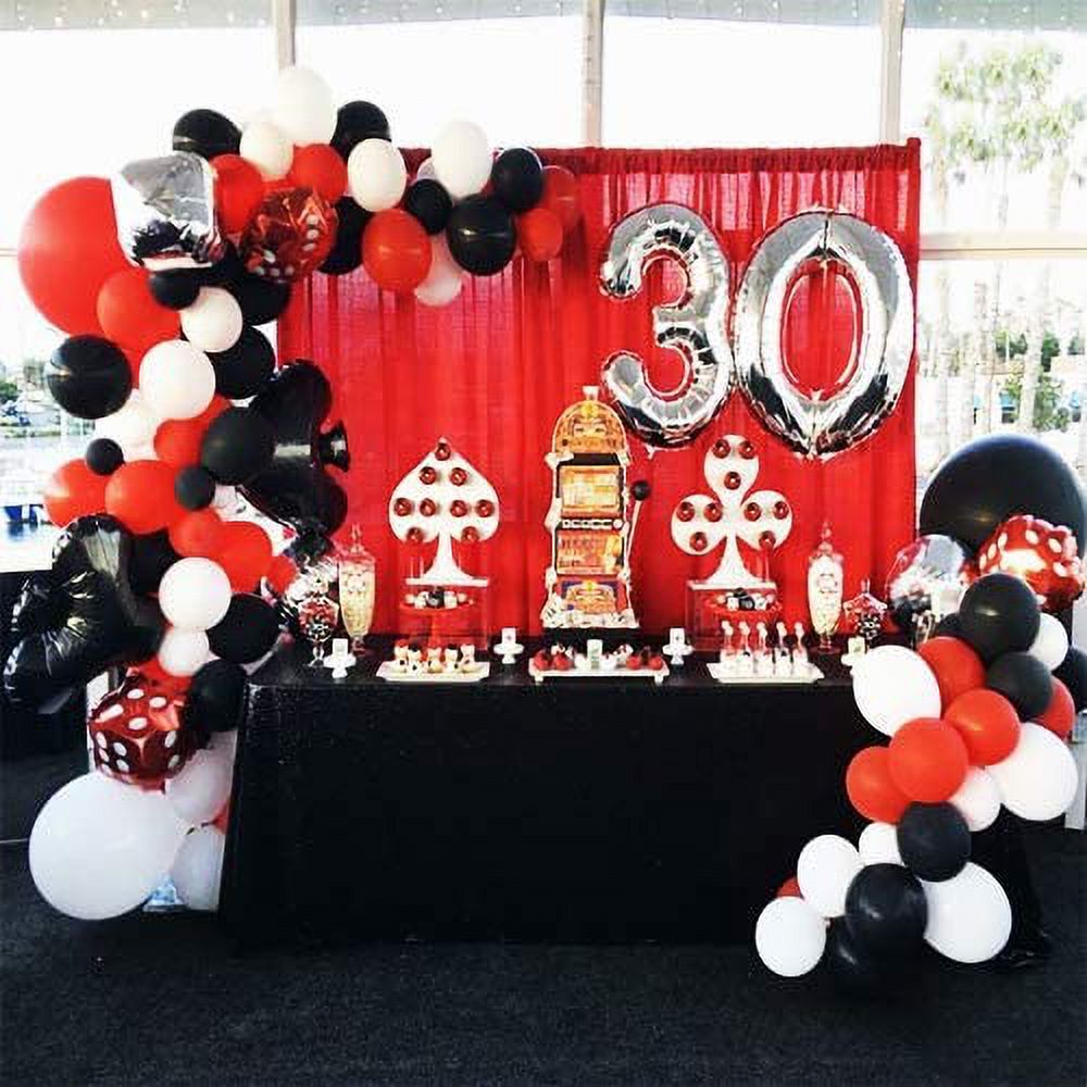 Casino Party Decoration Supplies Set: Casino Balloons,Black, Red