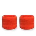 thumbnail image 2 of Couver Unisex Athletic Wrist Sweatbands 2-Pair Dual Layer Neon Nylon Neon Orange, 2 of 8