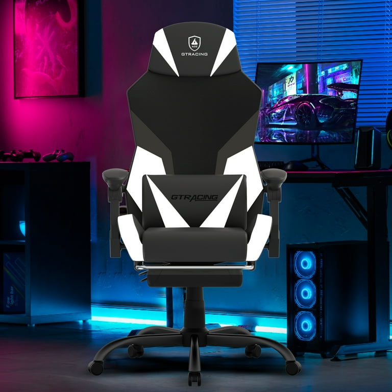 GTRACING LUFT-400 Mesh & Faux Leather Office Gaming Chair with Footrest, White GTRACING LUFT-400 Mesh & Faux Leather Office Gaming Chair with Footrest, White