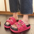thumbnail image 4 of Sandalias de suela blanda con doble hebilla de metal para mujer, de colores combinados, con plataforma gruesa, antideslizantes, para playa, verano 2024, 4 of 4