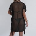 thumbnail image 7 of Tqyyweavej Women's Crochet Swim Cover Up Hollow Out V Neck Free Size Beach Cover Up Solid Color Short Sleeve Swimsuit Coverup for Women with Tassels, 7 of 7