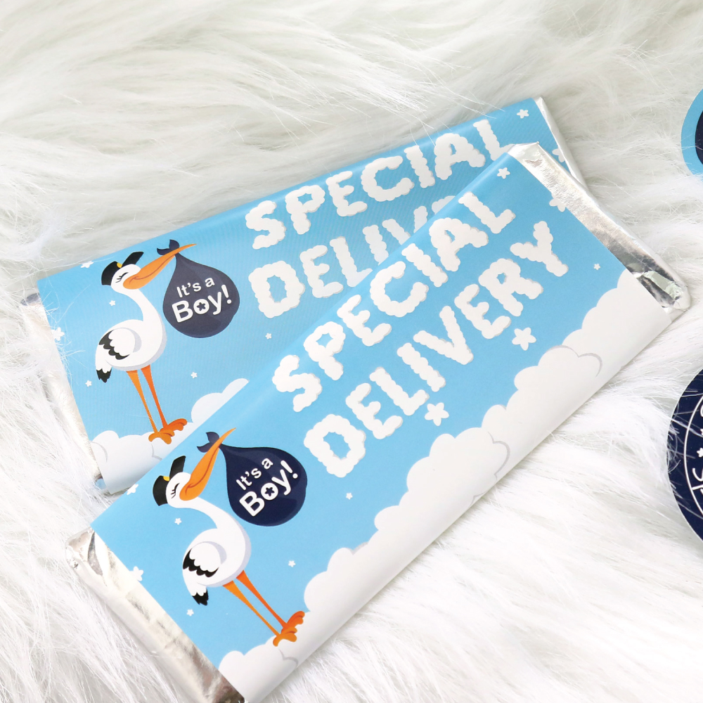 Big Dot of Happiness Boy Special Delivery - Candy Bar Wrapper Blue It's a Boy Stork Baby Shower Favors - Set of 24 - image 3 of 3