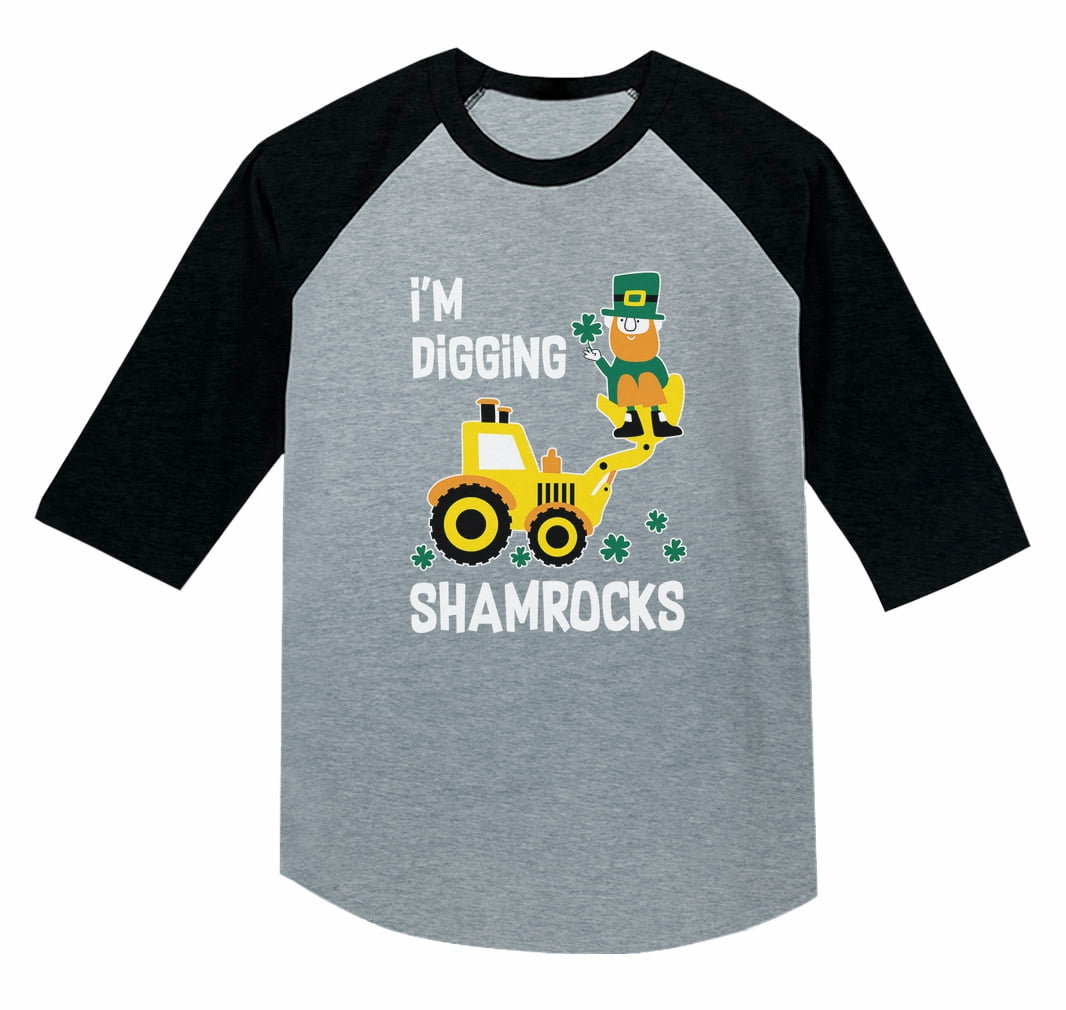 Tstars Tstars Boys Unisex I M Digging Shamrocks Kids St Patricks Day Shirts Gift For Boys Irish Shirt Pride Proud Irish 3 4 Sleeve Baseball Jersey Toddler Shirt Walmart Com Walmart Com