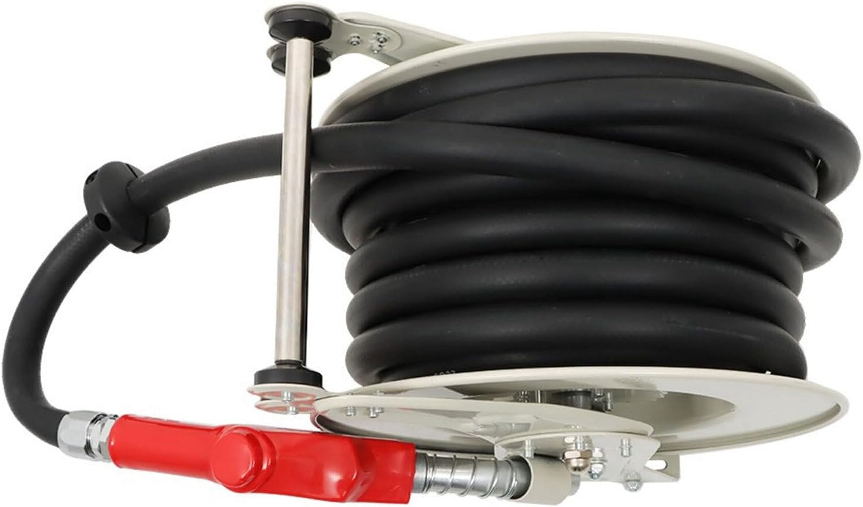 Handdo 1 Inch x 50 Ft Diesel Fuel Hose Reel with Fuel Nozzle Heavy Duty Steel Retractable Hose Reel