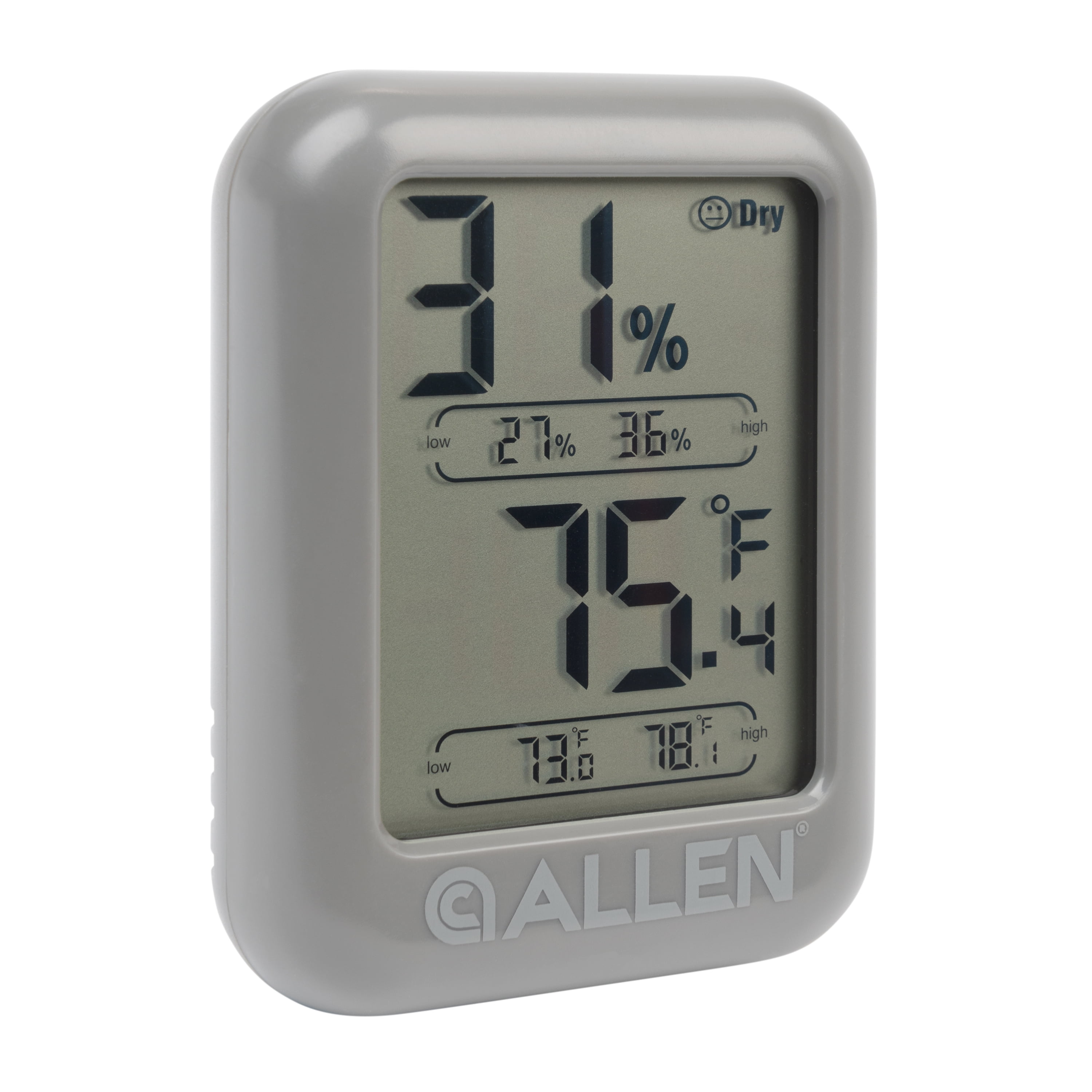 Allen Company Digital Electronic Hygrometer, Gray, Includes 1 AAA Battery, Fahrenheit & Celsius Measurements