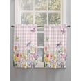 thumbnail image 5 of Wildflowers 2 Panel Kitchen Curtains for Windows, Spring Watercolor Tulip Floral Leaf Pink Plaid Bathroom Privacy Curtain, Home Décor Window Treatment for Bedroom/Living Room 55"x45", 5 of 6