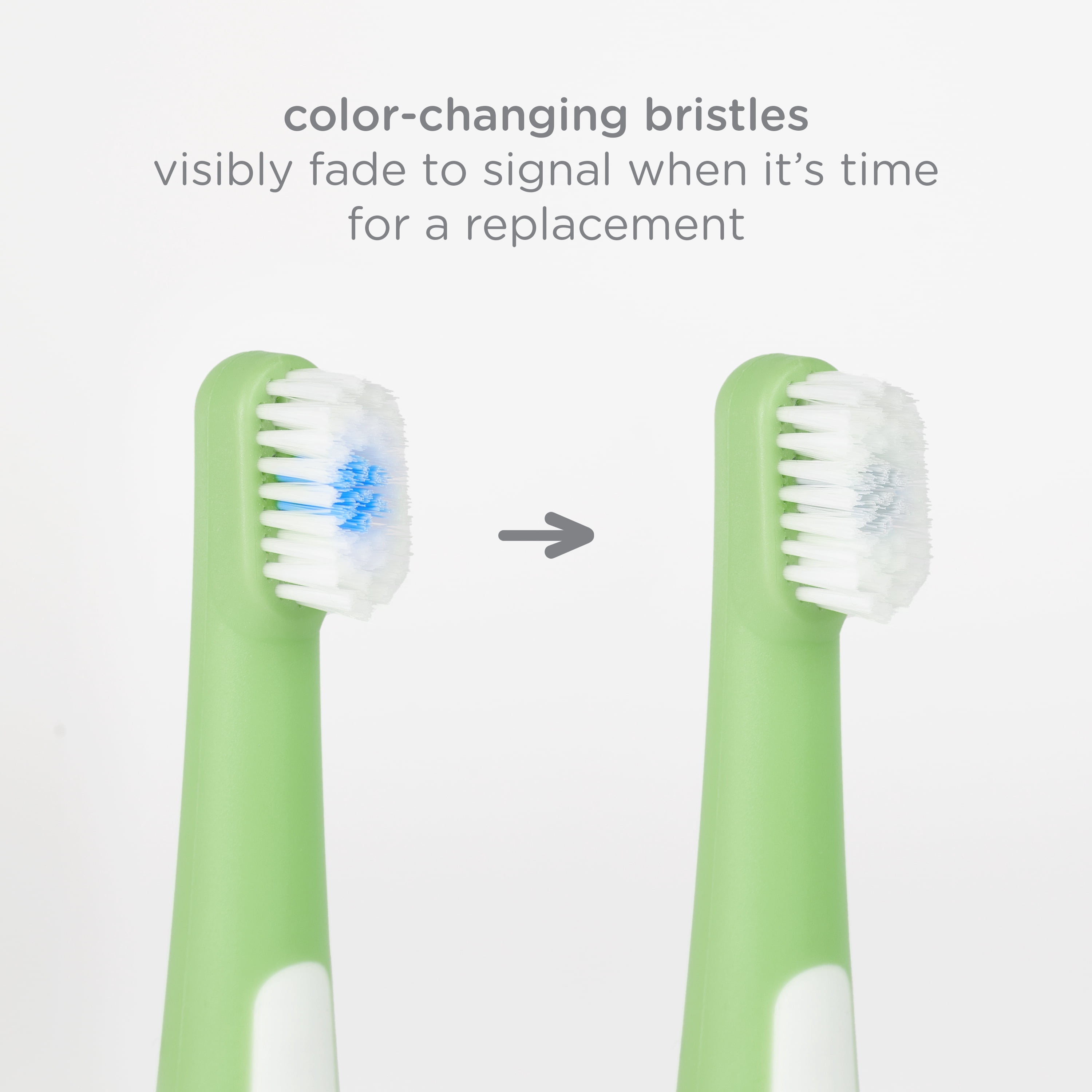 Ubbi Toddler Training Toothbrush Set, Soft Bristled & Gentle Manual Toothbrushes for Baby, Polaris Blue & Zest Green